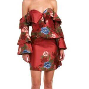 Keepsake The Label Dresses Rose Flower Quarter Sleeve Mini Dress Size Small